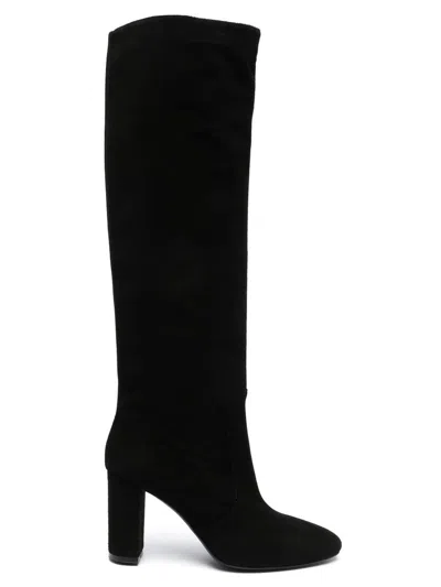 Via Roma 15 Black Suede Boots In Nero