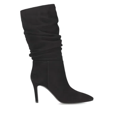Via Roma 15 Black Suede Heeled Ankle Boot In Multi