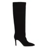 Via Roma 15 Black Suede Knee-high Boots With 90 Mm Stiletto Heel In Black