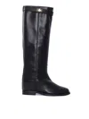 Via Roma 15 Tall Leather Boots With Hook-and-eye Detail In Black