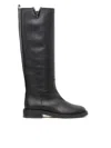 Via Roma 15 Black V-detailed Knee Boots In Leather Woman In Black