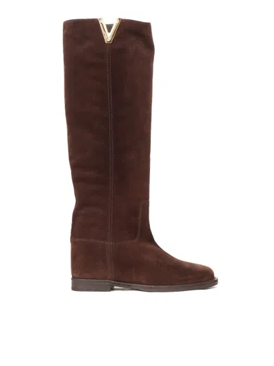 Via Roma 15 Round-toe Boots In Brown