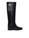 Via Roma 15 Buckle-detail Leather Boots In Black