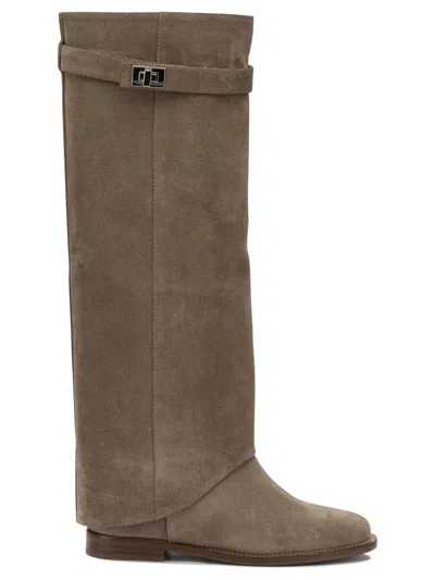 Via Roma 15 Beige Suede Leather Boots In Brown