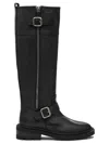 Via Roma 15 Black Leather Boot With Side Zip And Buckle Detail In Black