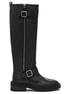 Via Roma 15 Black Leather Boot With Side Zip And Buckle Detail In Black