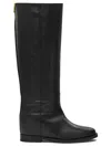 Via Roma 15 Knee-high Calfskin Boots With Gold-tone Accent In Black