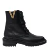 Via Roma 15 Embellished Lace-up Combat Boots In Black