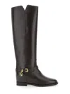 Via Roma 15 Knee-high Boot With Gold V And Suede In Brown