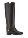 Via Roma 15 Knee-high Boot With Gold V And Suede In Brown