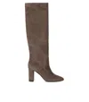 Via Roma 15 Taupe Grey Calf Suede Knee Boots