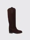 Via Roma 15 Tall Suede Boots With Internal Wedge In Brown