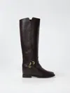 Via Roma 15 Knee-high Boot With Gold V And Suede In Braun