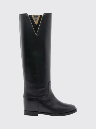 Via Roma 15 Boots Woman Color Black In Animal Print