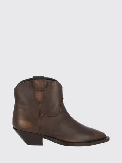 Via Roma 15 Exan Ankle Boots With Side Pull Tabs In Brown