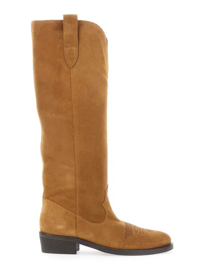 Via Roma 15 Brown Almond Toe Boots