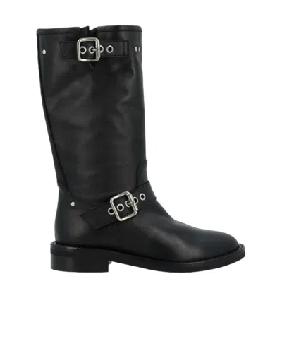 Via Roma 15 Buckle-detailed Round-toe Boots In Multi