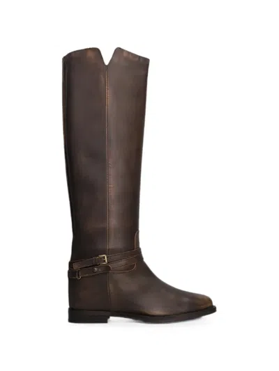 Via Roma 15 Buckle-strap Knee-high Boots In Brown