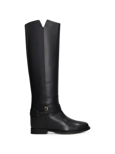 Via Roma 15 Buckle-strap Leather Boots In Black