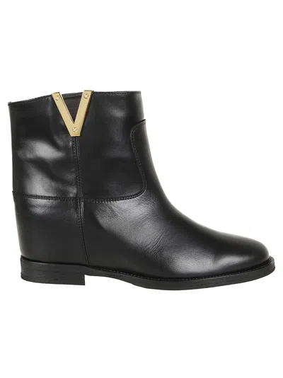 Via Roma 15 Calfskin Ankle Boo In Black