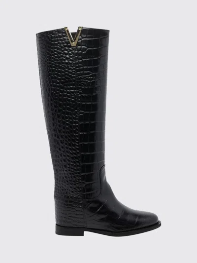 Via Roma 15 Crocodile-embossed Leather Knee-high Boots With Wedge Heel In Multi
