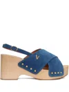 Via Roma 15 Crossover Studded Sandals In Blue
