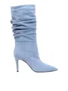 Via Roma 15 Curled Light Blue Boot In Blue