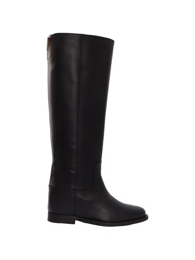 Via Roma 15 Detail Knee-high Boots In Black