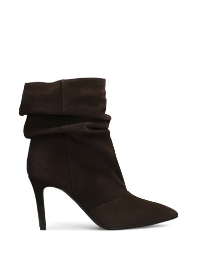 Via Roma 15 Draped Pointed-toe Ankle Boots In Brown