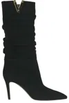 Via Roma 15 Draped Suede Boots In Black