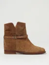 Via Roma 15 Boots With Golden Color Logo In Brown