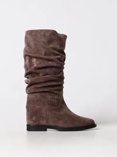 Via Roma 15 Flat Ankle Boots  Woman Color Brown In Braun