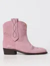 Via Roma 15 Velour Boots In Pink