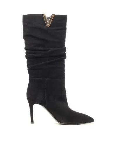 VIA ROMA 15 GOLDEN V + STILETTO HEEL BOOTS