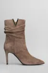 Via Roma 15 High Heels Ankle Boots In Taupe Suede