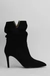 Via Roma 15 High Heels Ankle Boots In Black Suede In Black