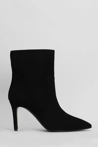 Via Roma 15 High Heels Ankle Boots In Black Suede