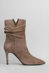 Via Roma 15 High Heels Ankle Boots In Taupe Suede