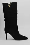Via Roma 15 High Heels Boots In Black Suede In Black