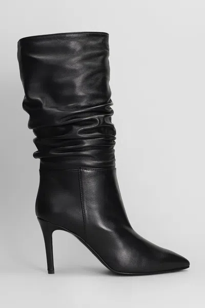 Via Roma 15 High Heels Boots In Black Leather