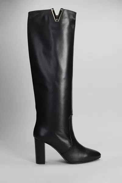Via Roma 15 High Heels Boots In Black Leather