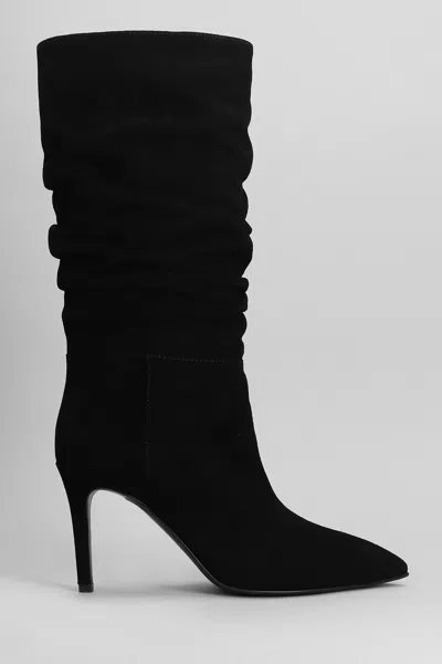 Via Roma 15 High Heels Boots In Black Suede