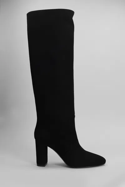 VIA ROMA 15 HIGH HEELS BOOTS IN BLACK SUEDE