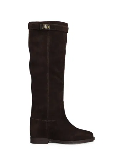 Via Roma 15 Inner-wedge-heel Knee-high Boots In Brown