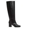 Via Roma 15 Knee-high Black Leather Boot With 70mm Block Heel In Black