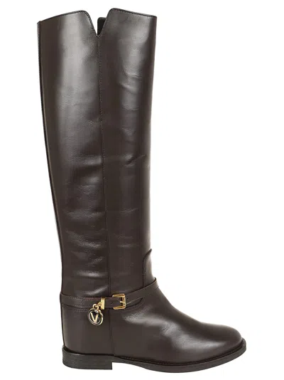 VIA ROMA 15 VIA ROMA 15 KNEE-HIGH BOOT WITH GOLD V AND SUEDE
