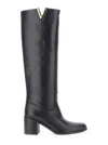 Via Roma 15 Knee-high Boots With Polished Leather In Black