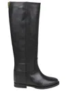 Via Roma 15 Knee-high Calfskin Boots With Gold-tone Accent In Black