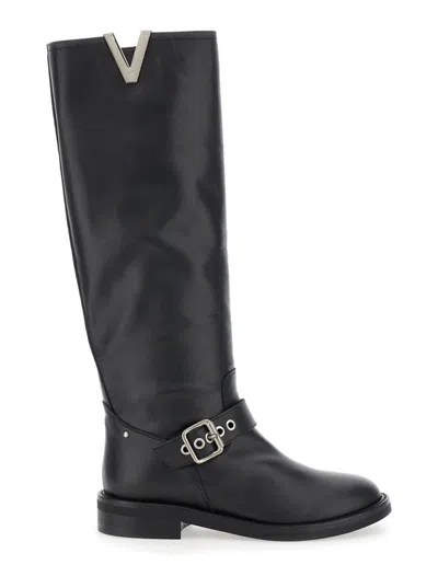 Via Roma 15 Knee-high Leather Boots With Buckle Detail