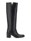 Via Roma 15 Black Leather Knee-length Boots In Black